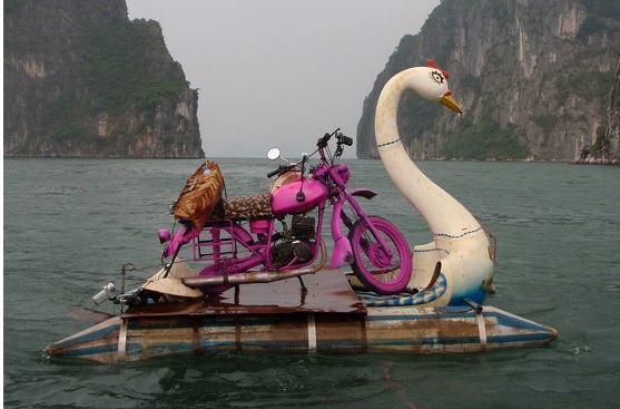 Pink Minsk swan boat 