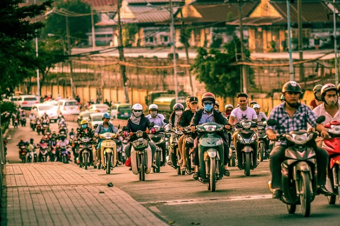motorcycle riders in Vietnam