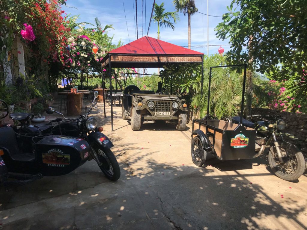 jeeps and sidecars at Phong Nha Farmstay