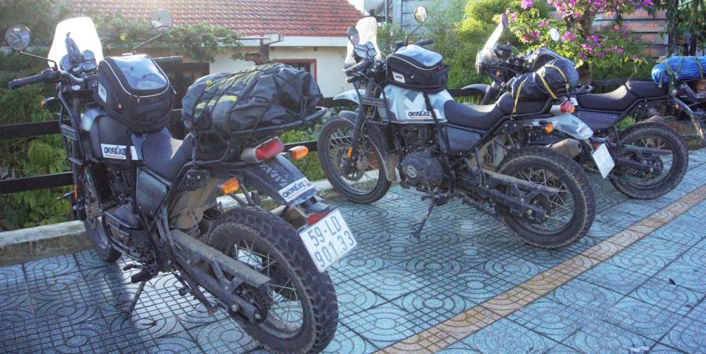 motorcycle luggage on a Royal Enfield Himalayan in Vietnam