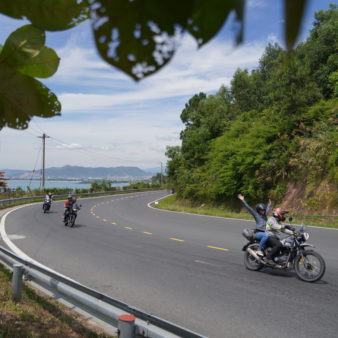 phong nha on the back of a motorbike