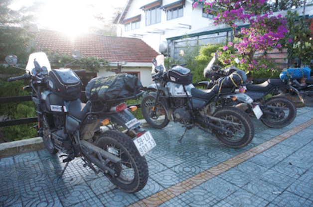 bikes lined up on a pit stop