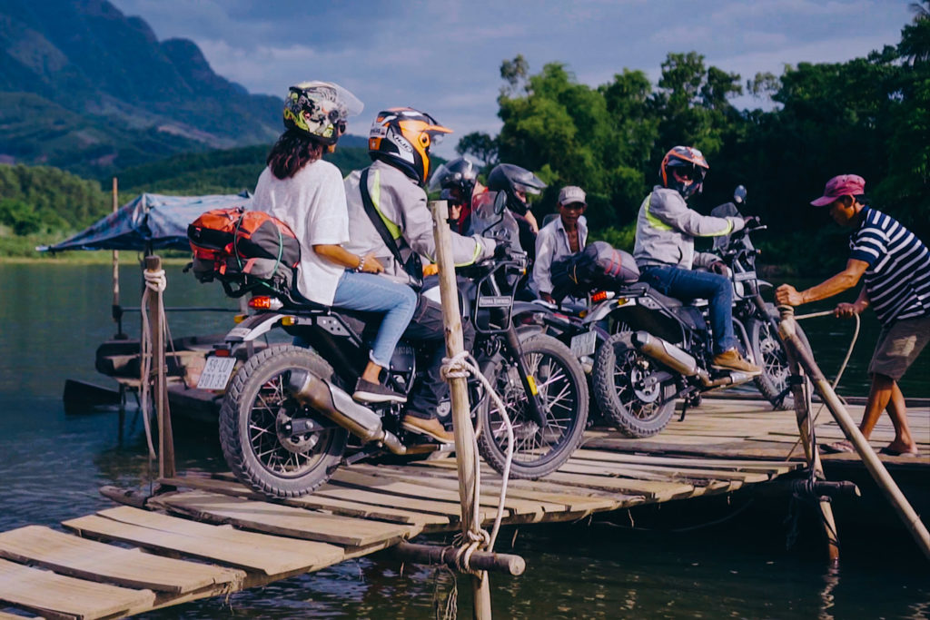 narrow bridge crossings on a vietnam motorbike ride